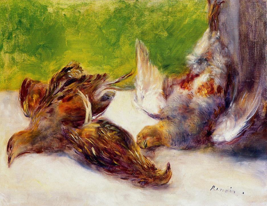 Three Partridges - Pierre-Auguste Renoir painting on canvas